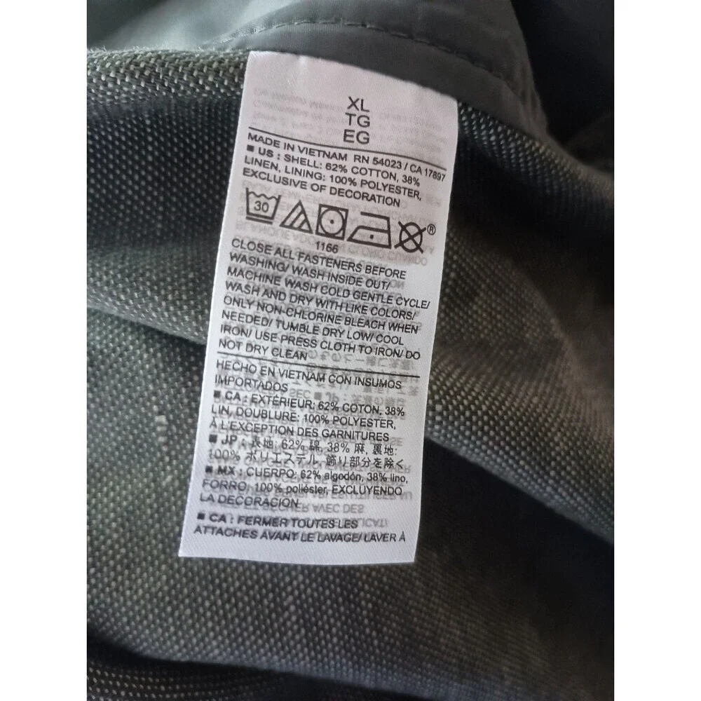 Banana Republic Factory Linen Blend Bomber Jacket Olive XL Full Zip Lightweight